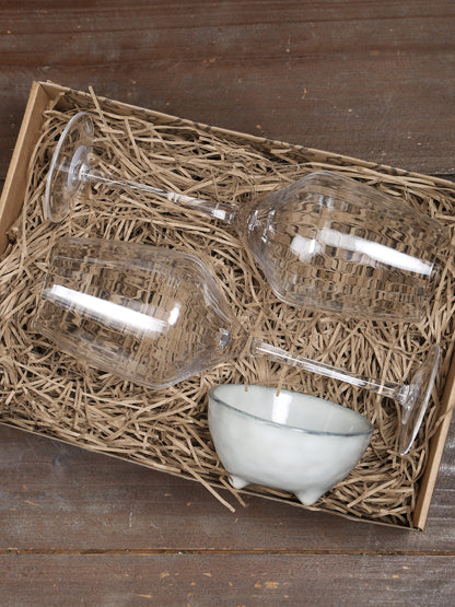 Broste Red Wine Glass &amp; Nordic Sand Nibble Bowl Set - 2 Sizes Available