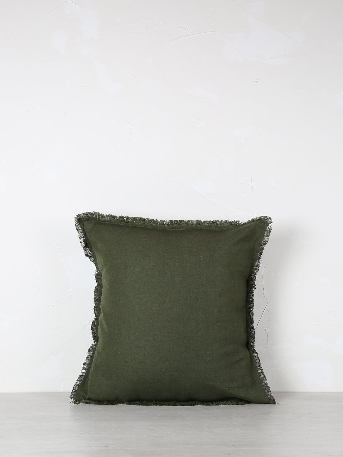 Laly Linen &amp; Cotton Plain Cushion in Olive - 2 Sizes Available