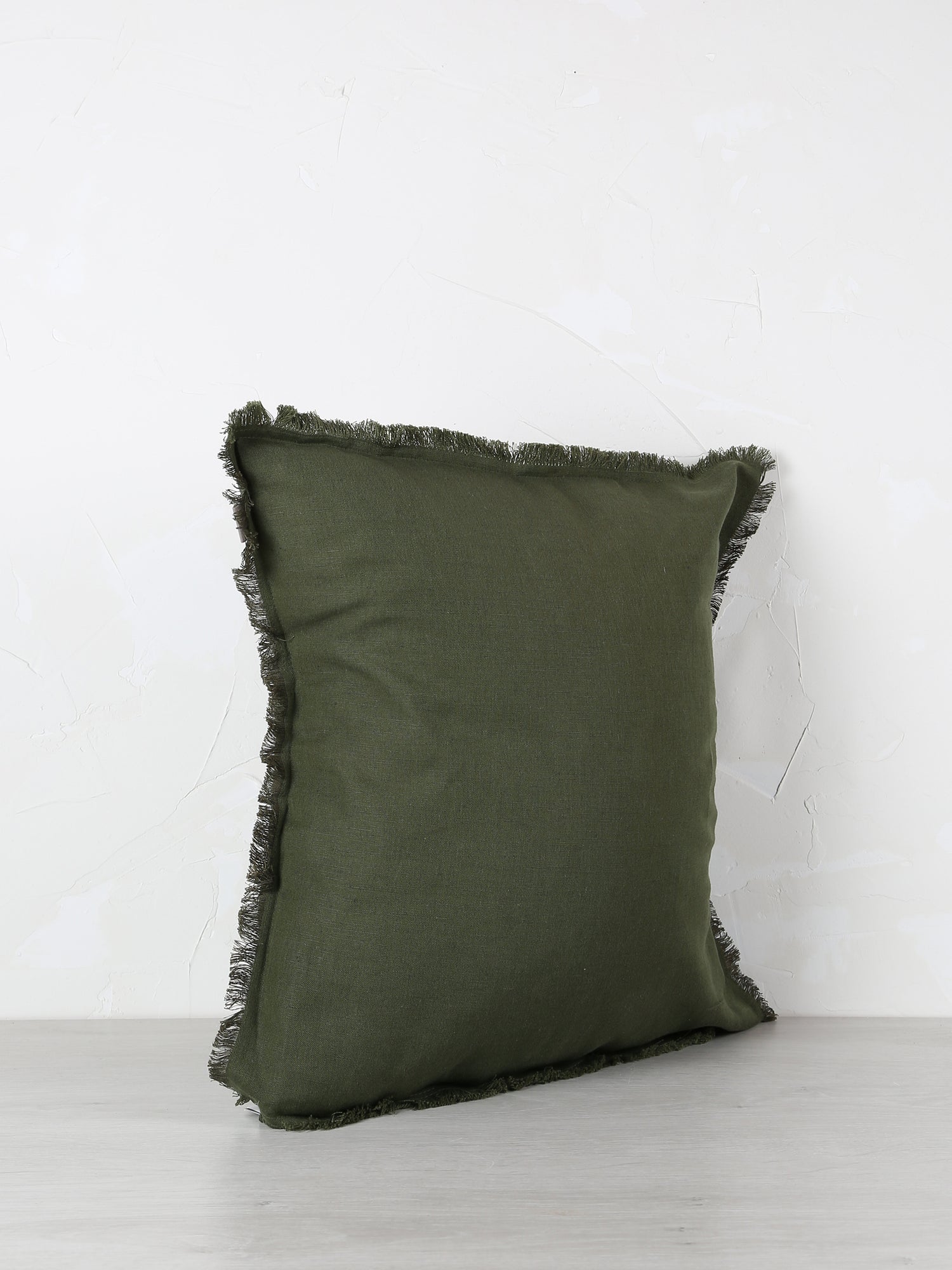 Laly Linen &amp; Cotton Plain Cushion in Olive - 2 Sizes Available