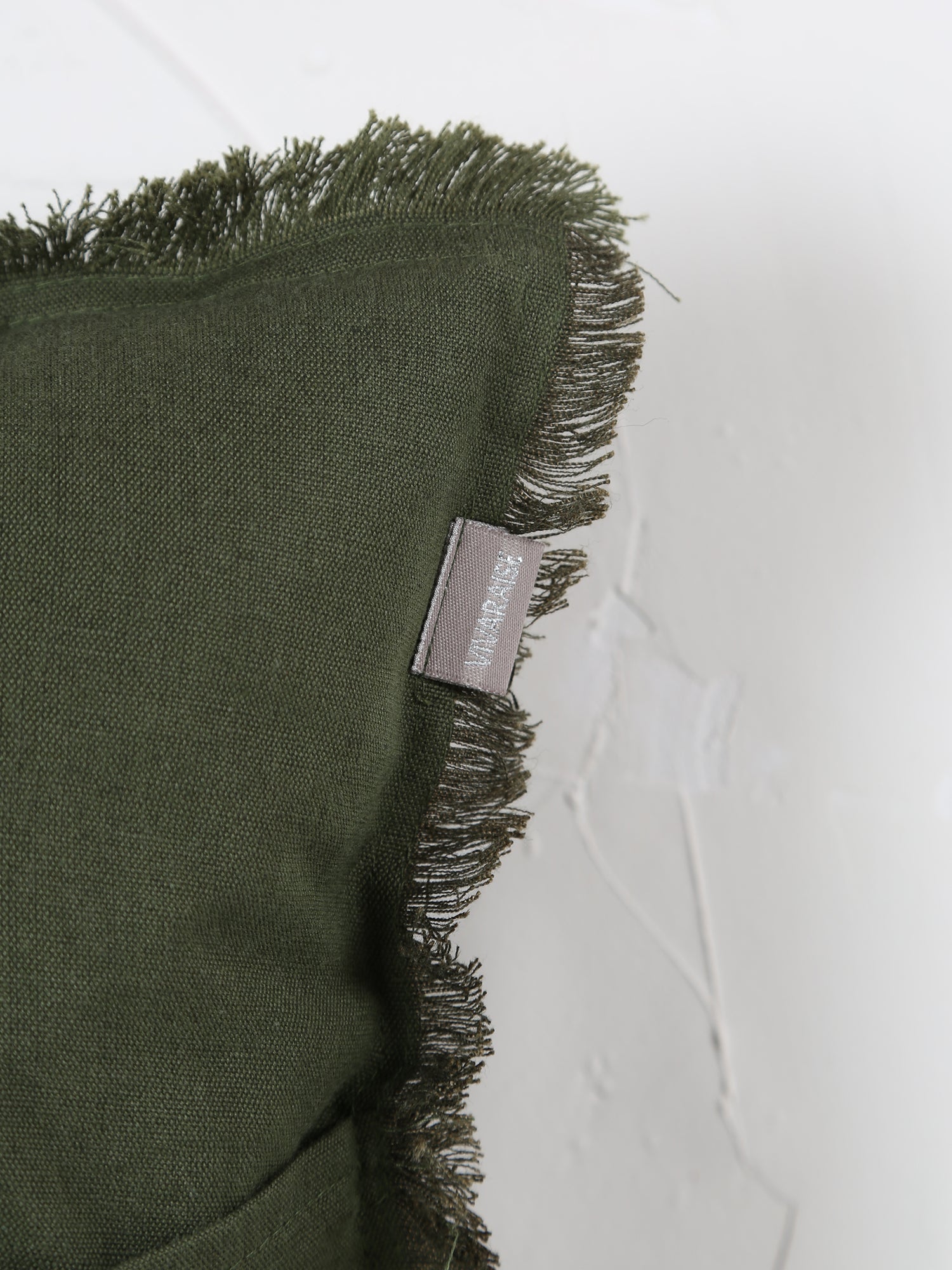 Laly Linen &amp; Cotton Plain Cushion in Olive - 2 Sizes Available