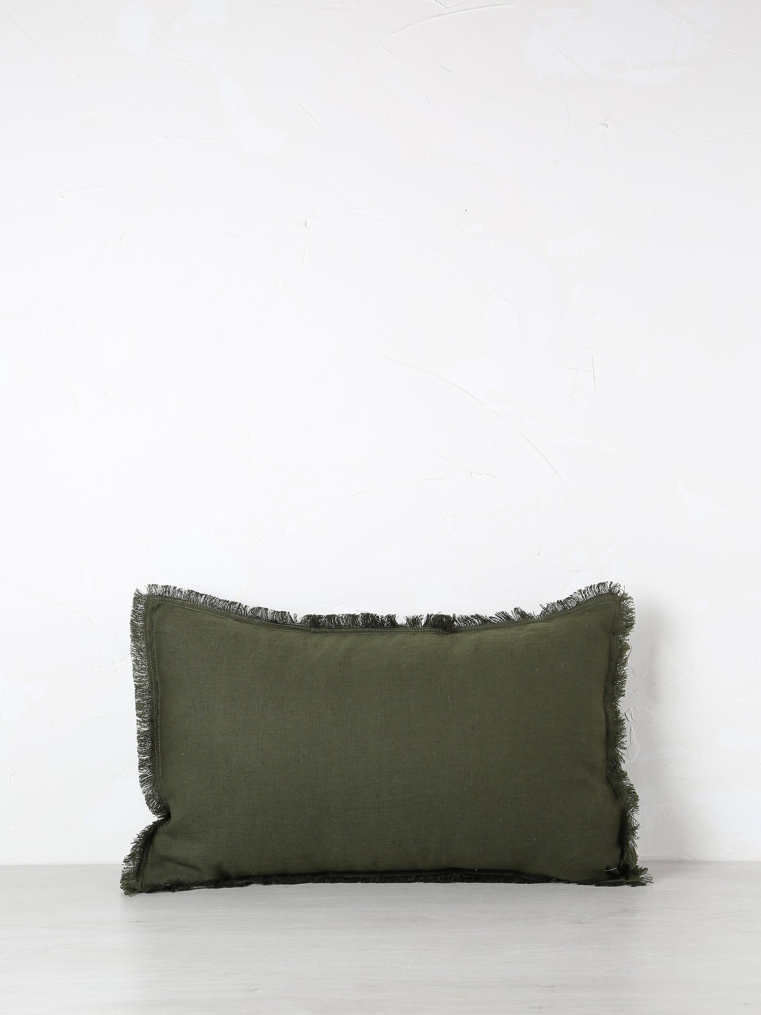 Laly Linen &amp; Cotton Plain Cushion in Olive - 2 Sizes Available