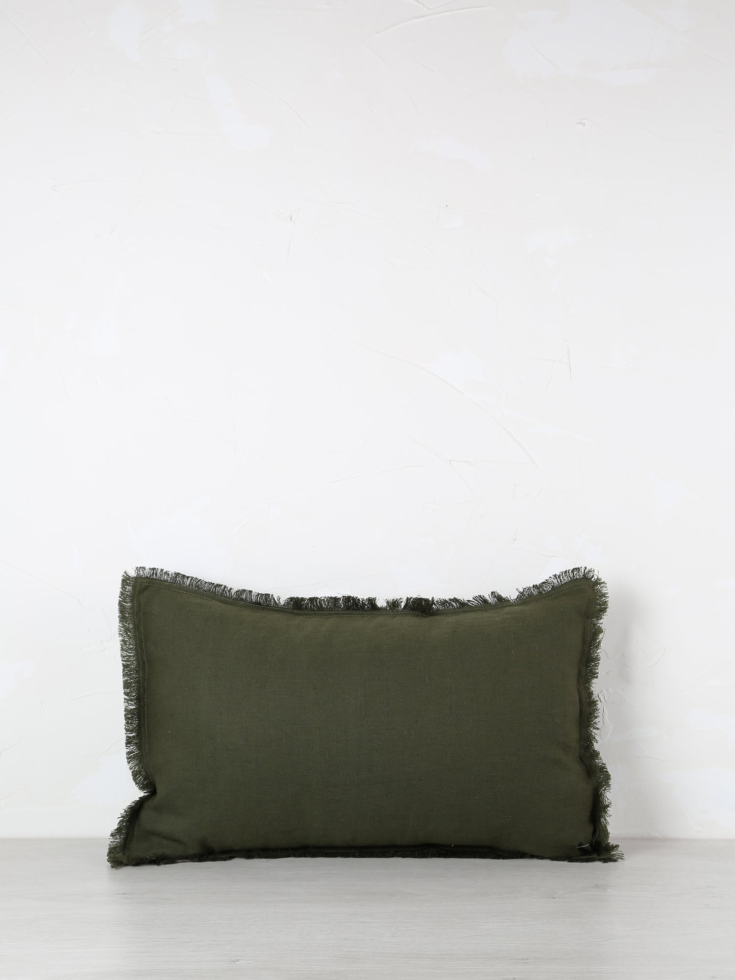 Laly Linen &amp; Cotton Plain Cushion in Olive - 2 Sizes Available