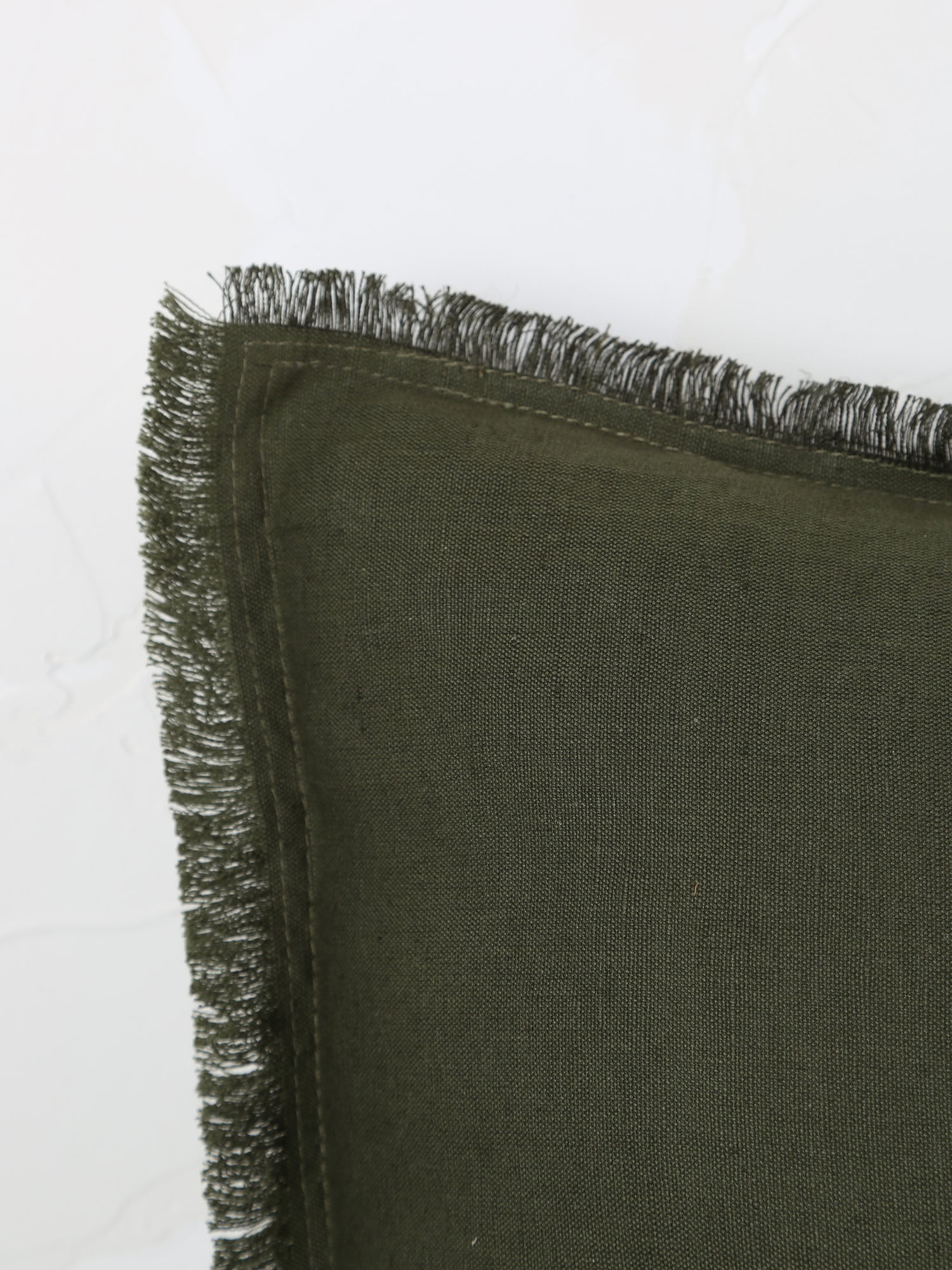 Laly Linen &amp; Cotton Plain Cushion in Olive - 2 Sizes Available