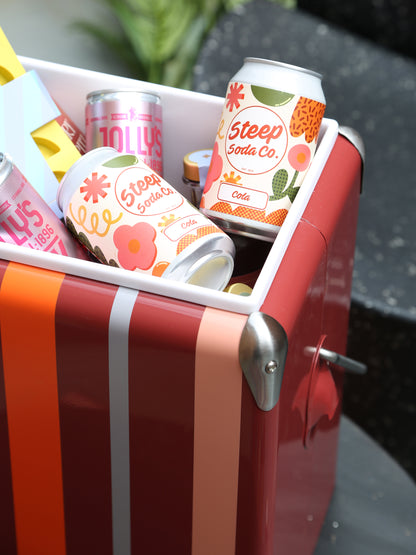 Cooler Be Wine Cool Box - Burgundy Stripe