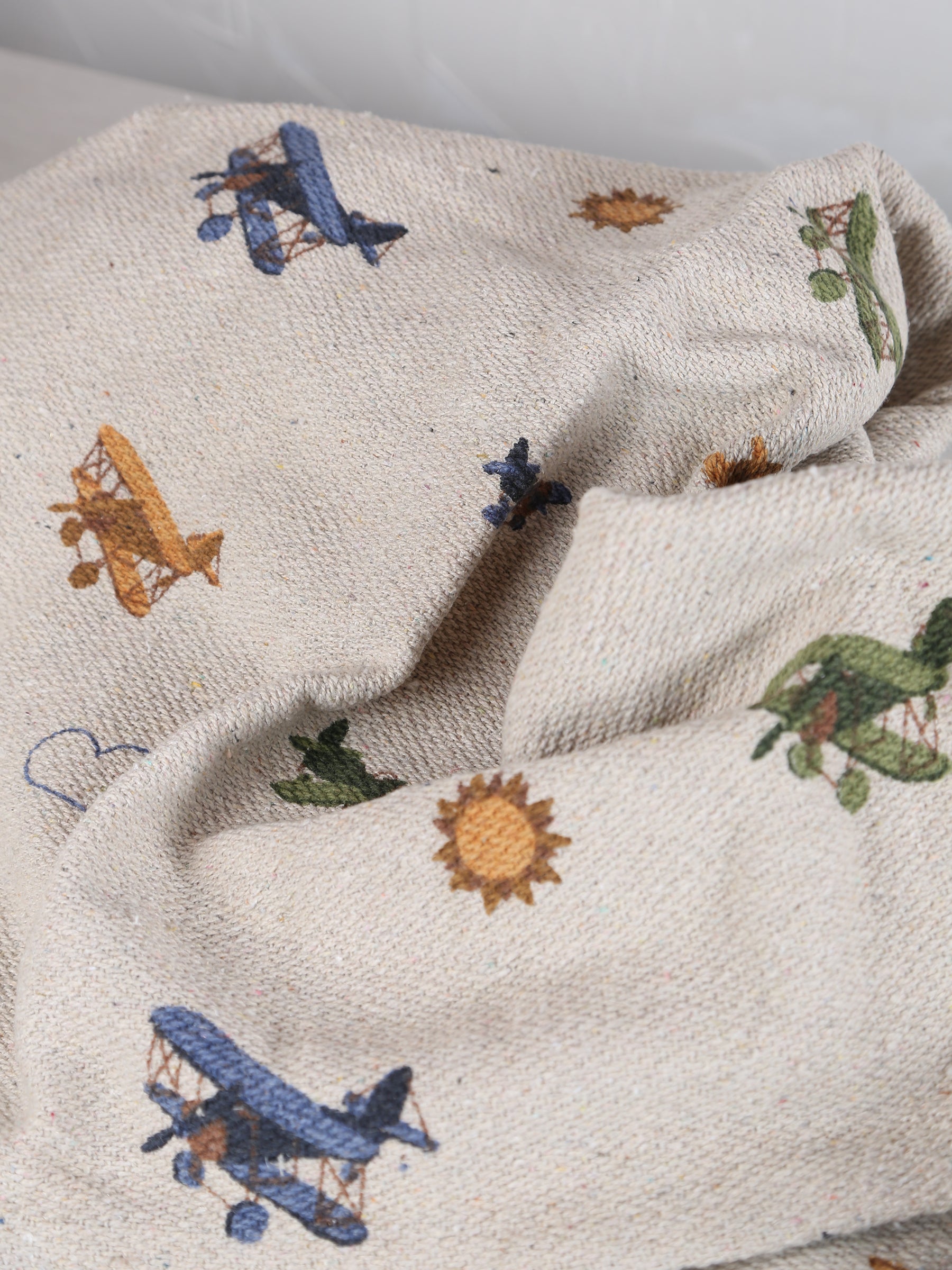 Aviation Throw  - Recycled Cotton - Soft Motifs