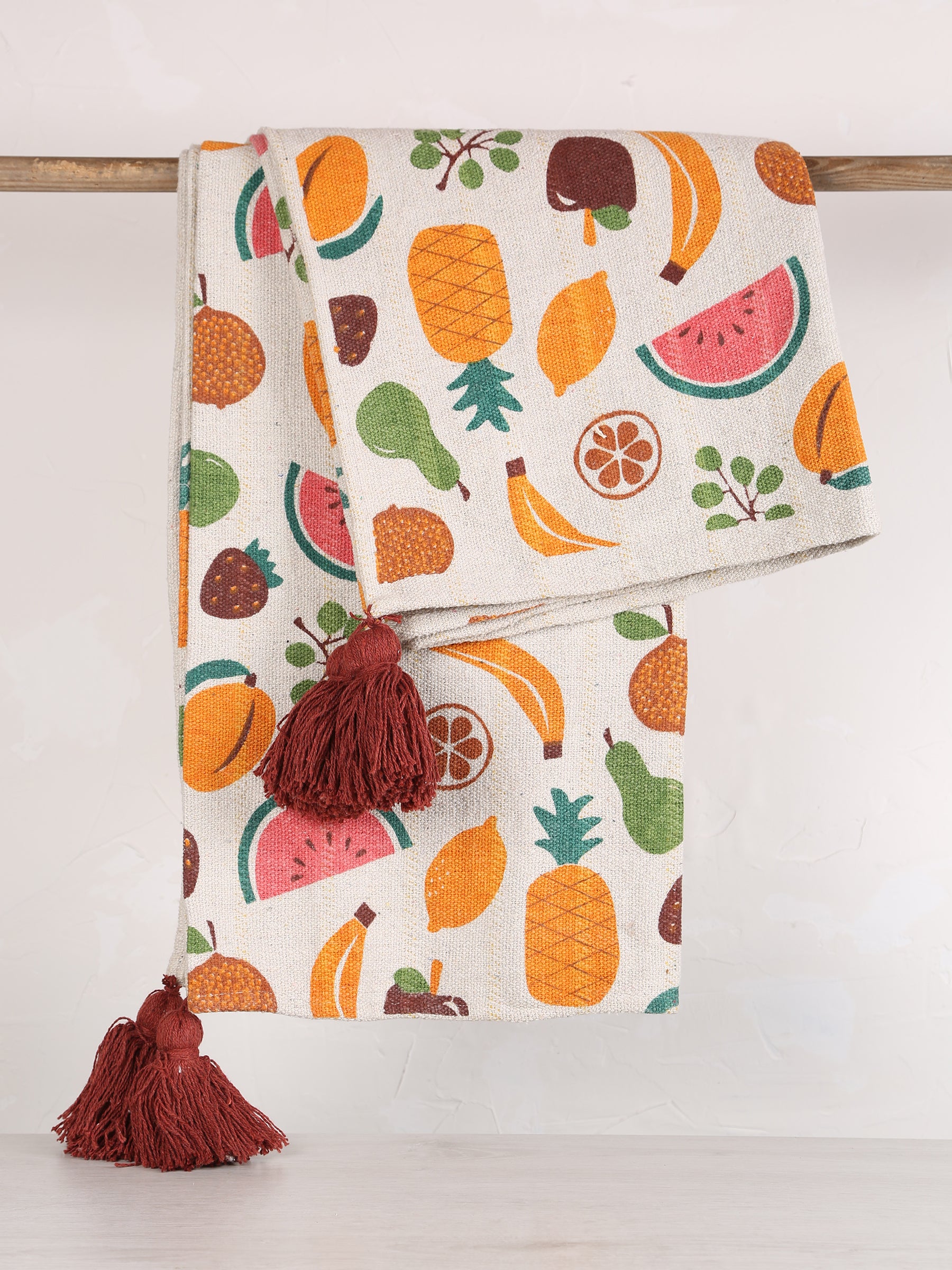 Fruttia Throw - Patterned - Recycled Cotton - Terracotta Tones
