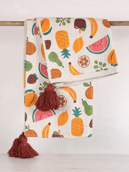 Fruttia Throw - Patterned - Recycled Cotton - Terracotta Tones