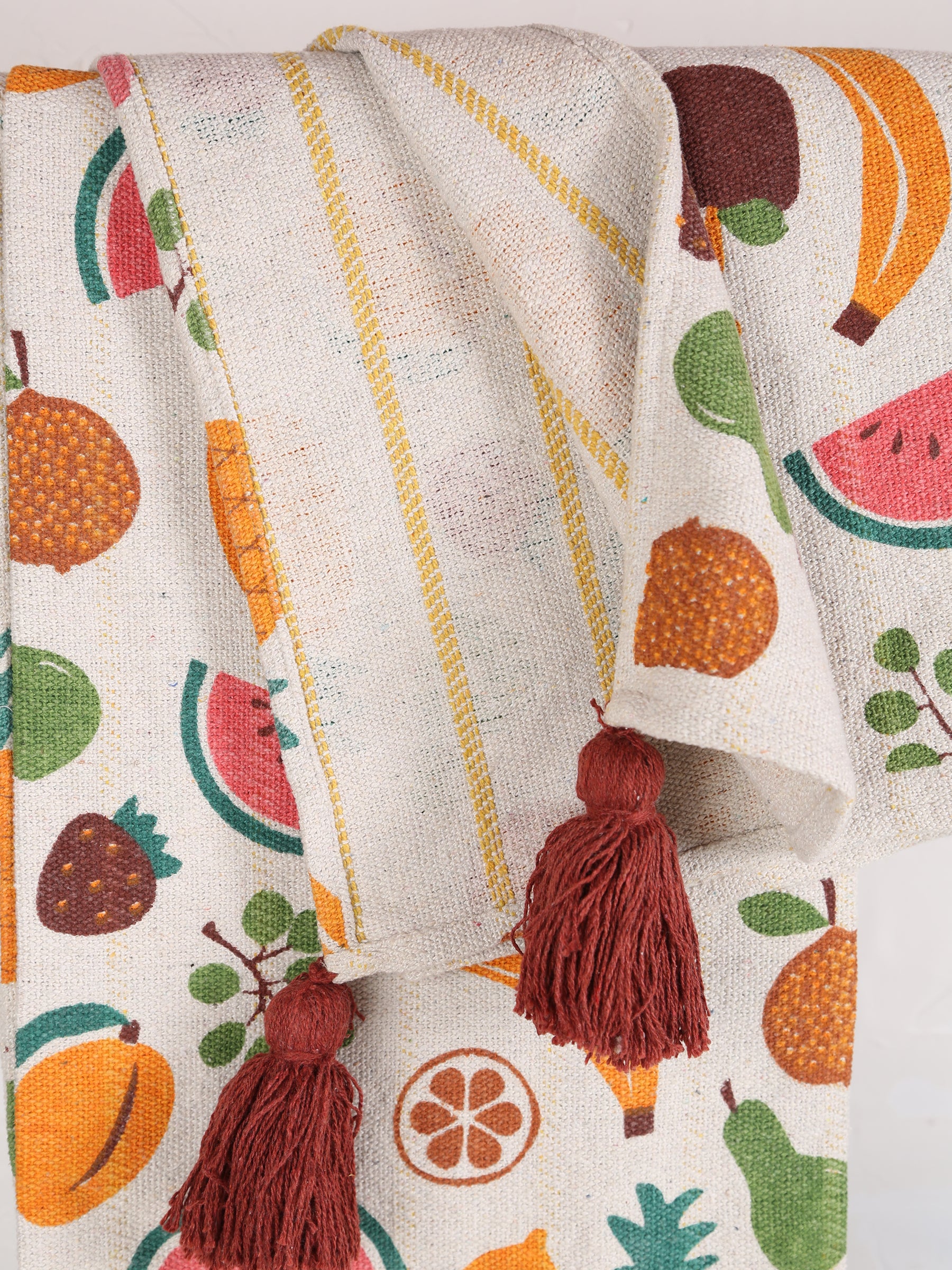 Fruttia Throw - Patterned - Recycled Cotton - Terracotta Tones