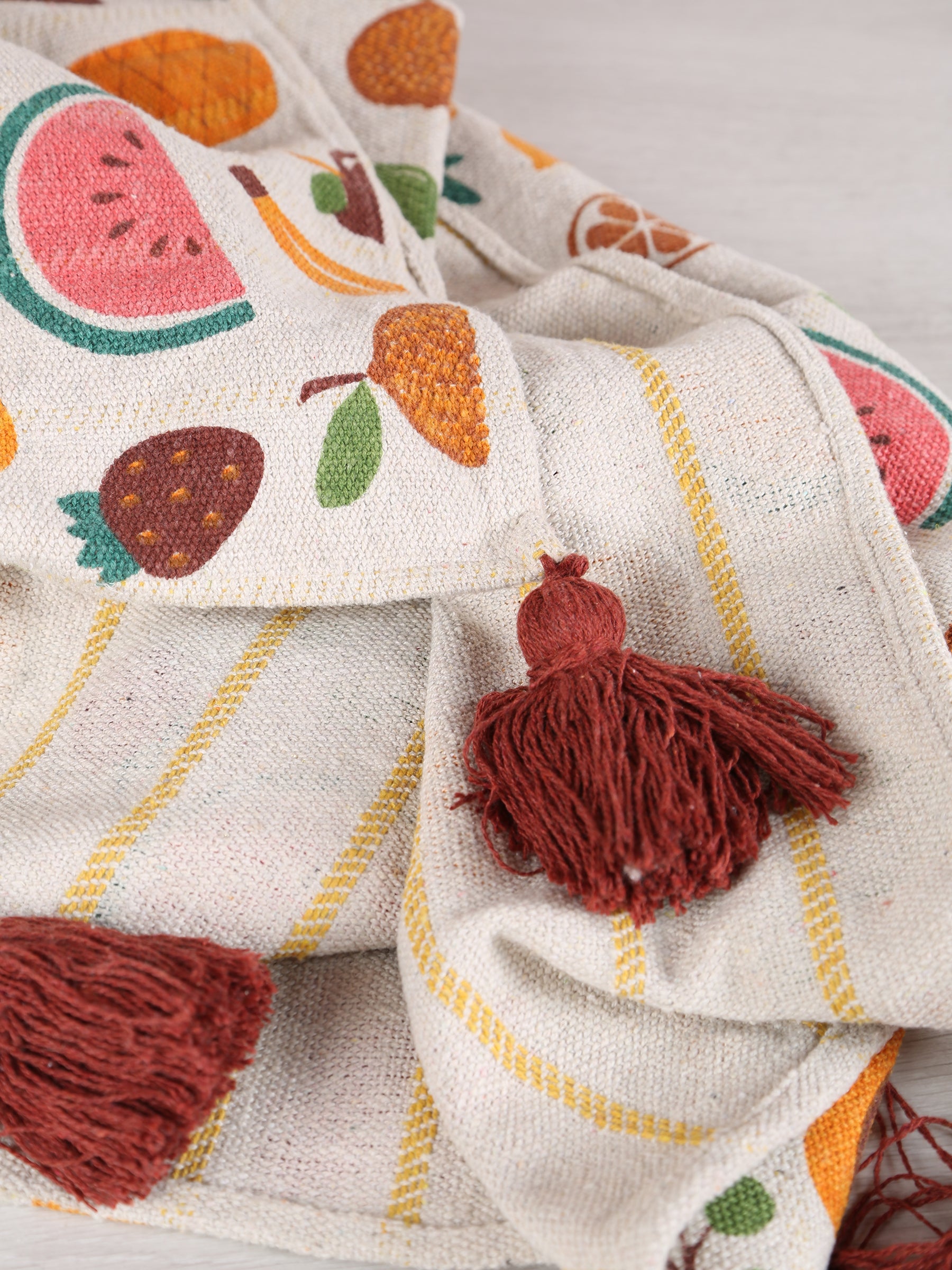 Fruttia Throw - Patterned - Recycled Cotton - Terracotta Tones