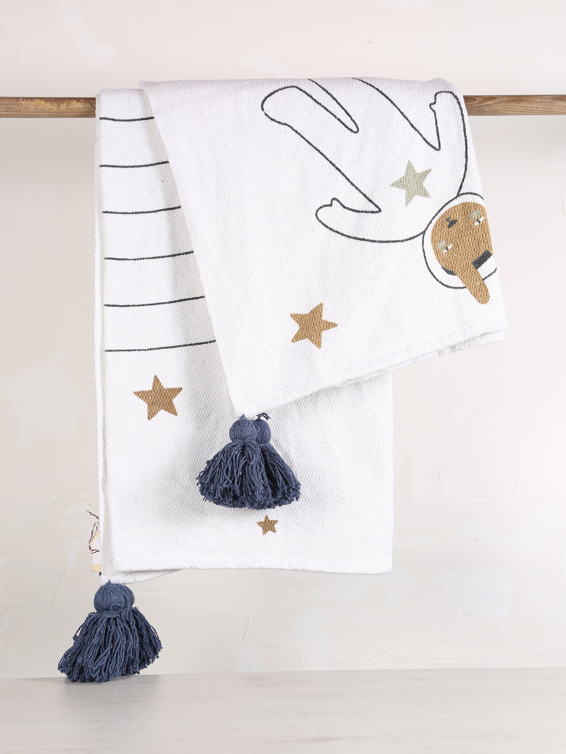 Space Throw  - Recycled Cotton - Printed, Natural Tones