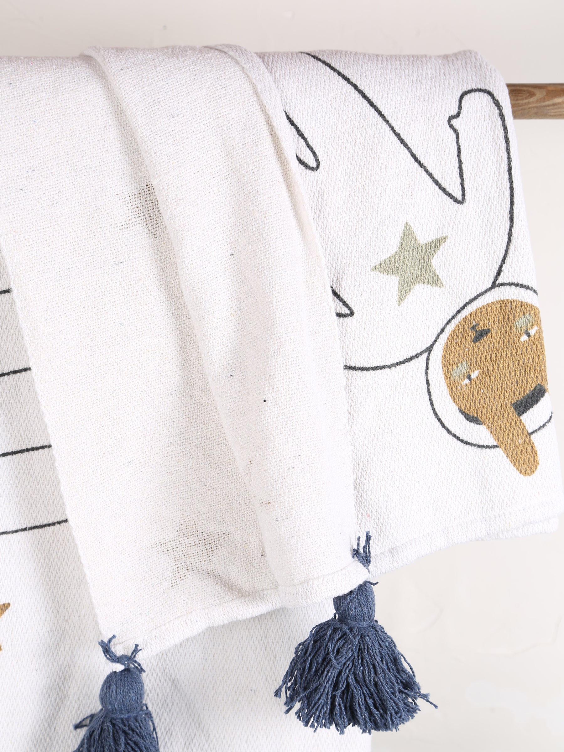 Space Throw  - Recycled Cotton - Printed, Natural Tones