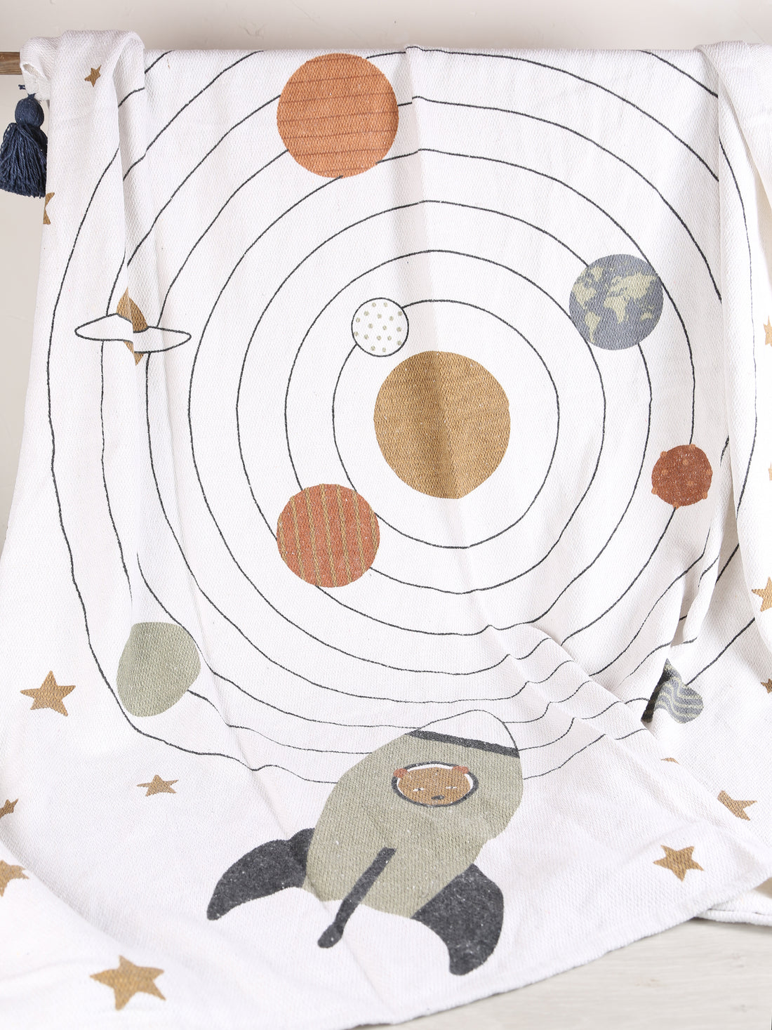 Space Throw  - Recycled Cotton - Printed, Natural Tones