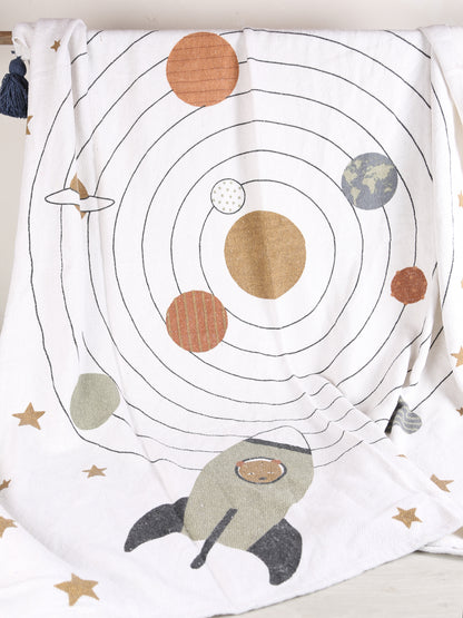 Space Throw  - Recycled Cotton - Printed, Natural Tones