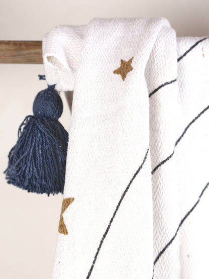Space Throw  - Recycled Cotton - Printed, Natural Tones