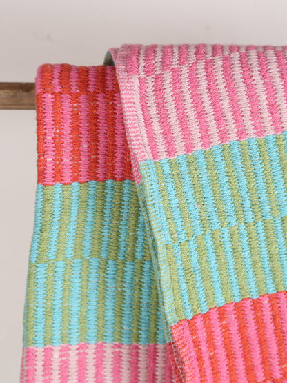 Isnel Throw  - Recycled Cotton - Striped Pinks, Blues