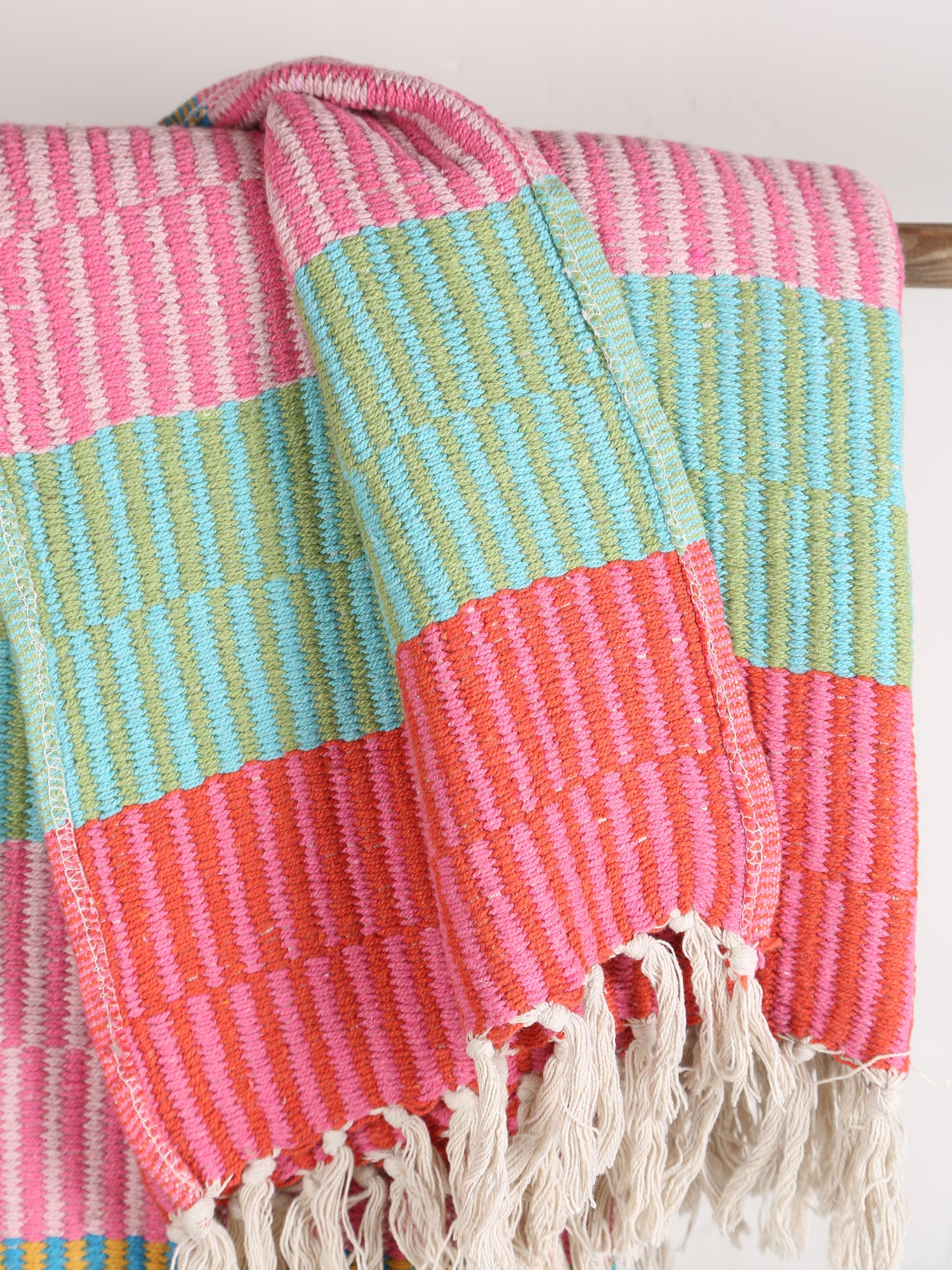 Isnel Throw  - Recycled Cotton - Striped Pinks, Blues