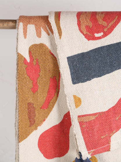 Horus Throw  - Recycled Cotton - Face Motif, Warm Tones