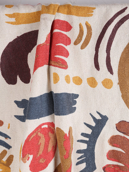 Horus Throw  - Recycled Cotton - Face Motif, Warm Tones