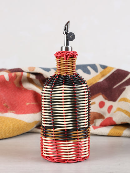 Woven Glass Oil Pourer - Black, Cream