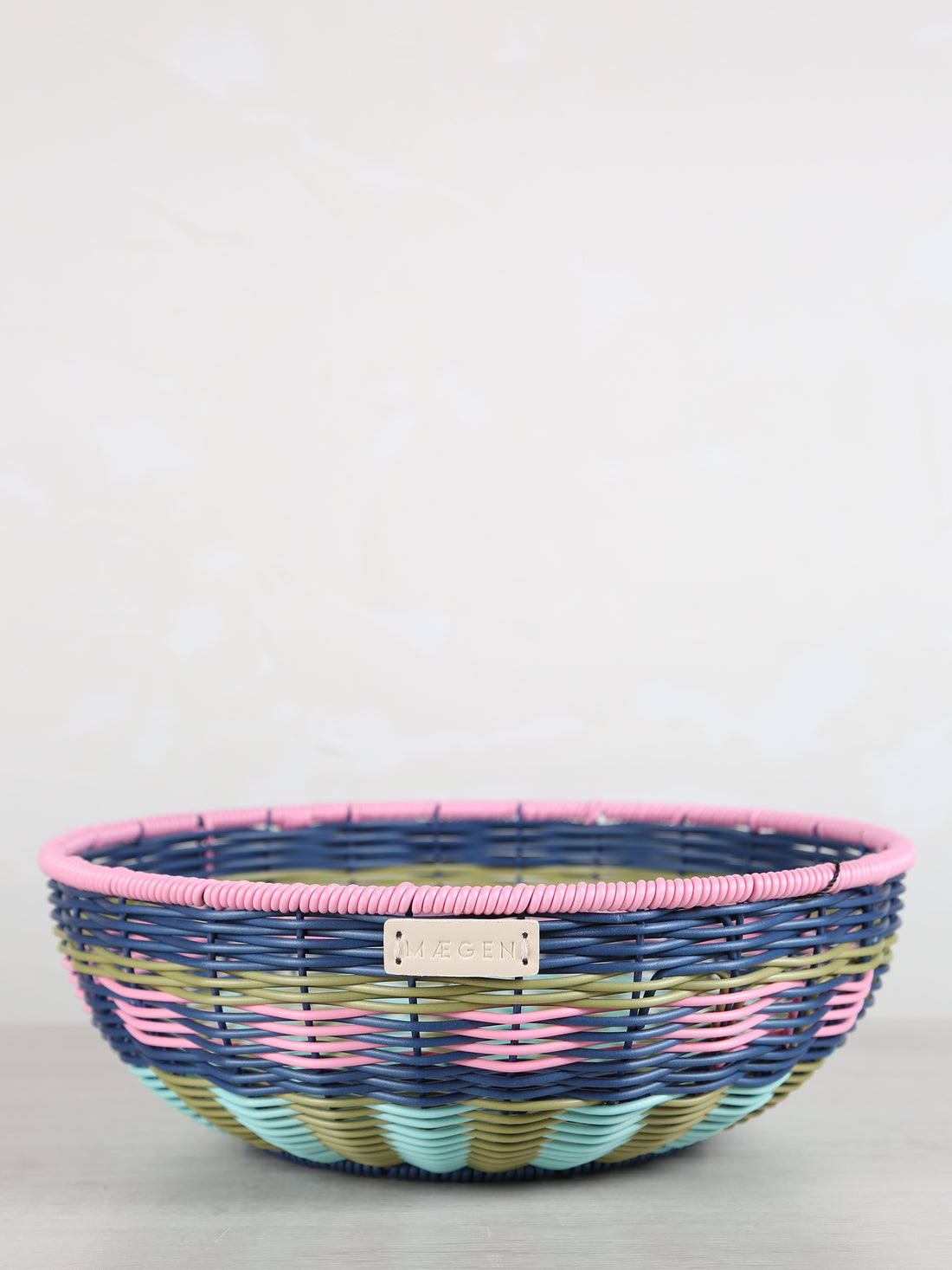 Woven Serving Bowl - Pink, Navy