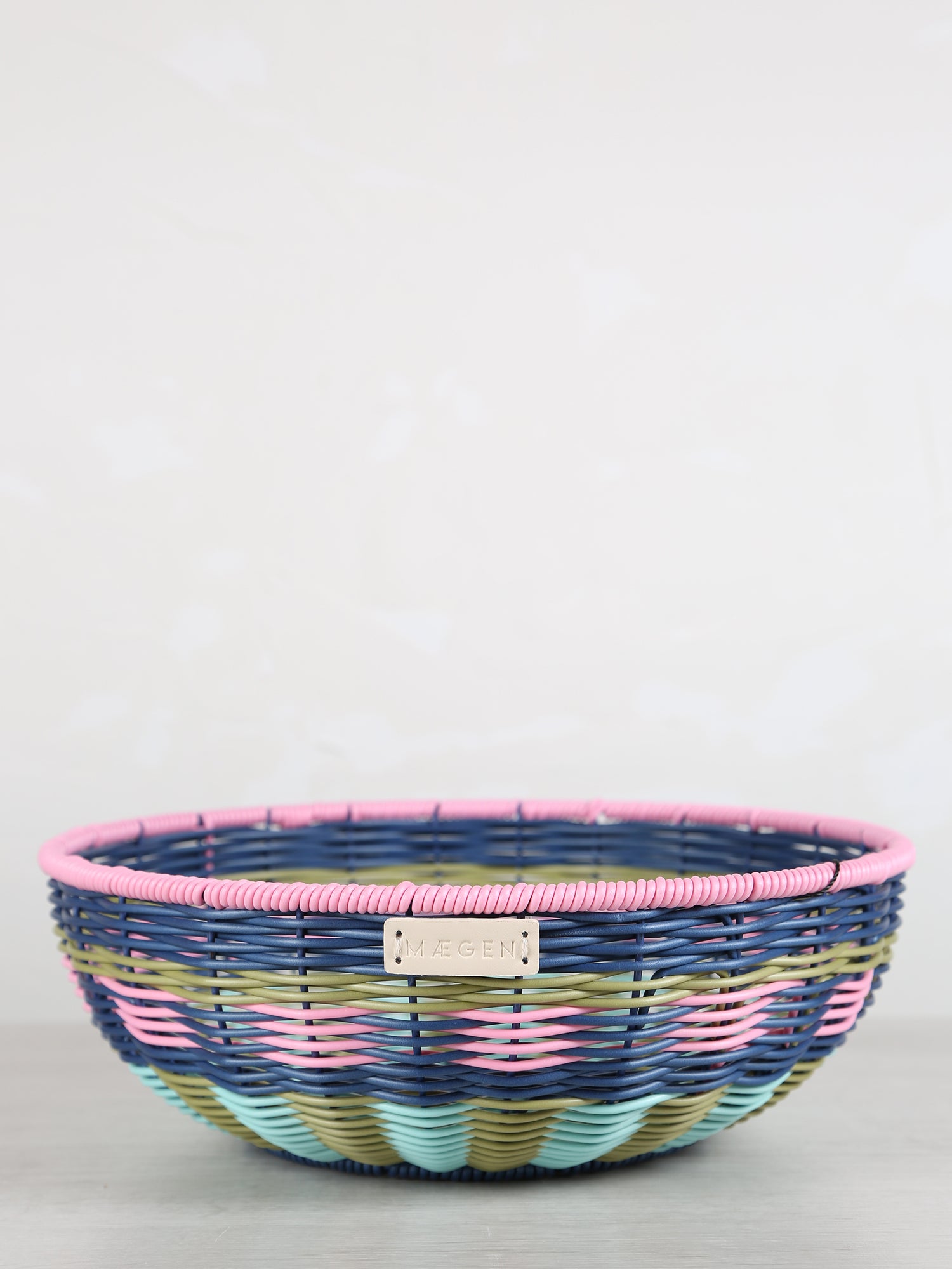 Woven Serving Bowl - Pink, Navy