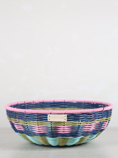 Woven Serving Bowl - Pink, Navy
