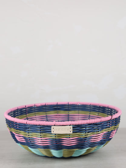 Woven Serving Bowl - Pink, Navy