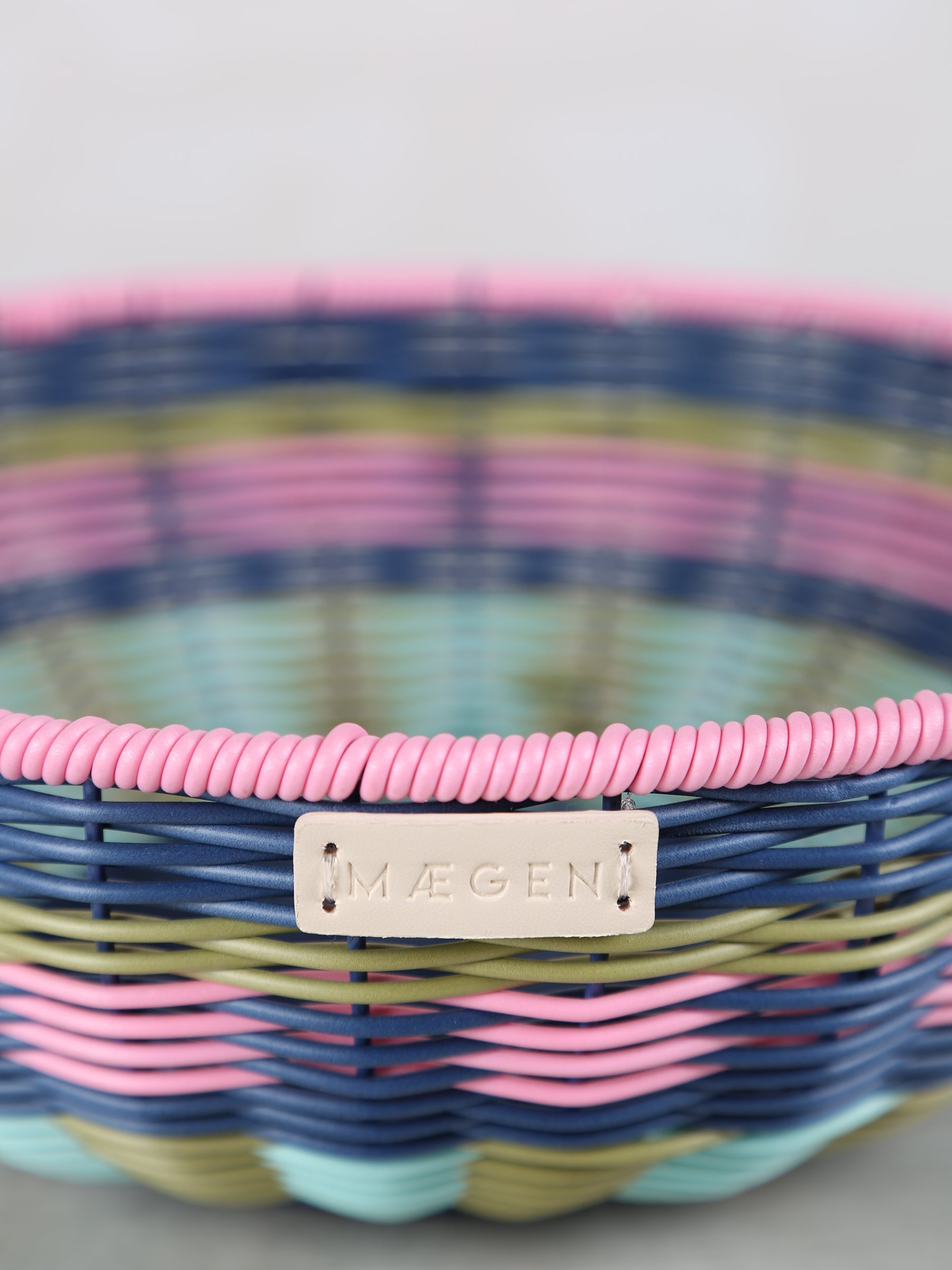 Woven Serving Bowl - Pink, Navy