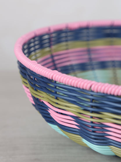 Woven Serving Bowl - Pink, Navy