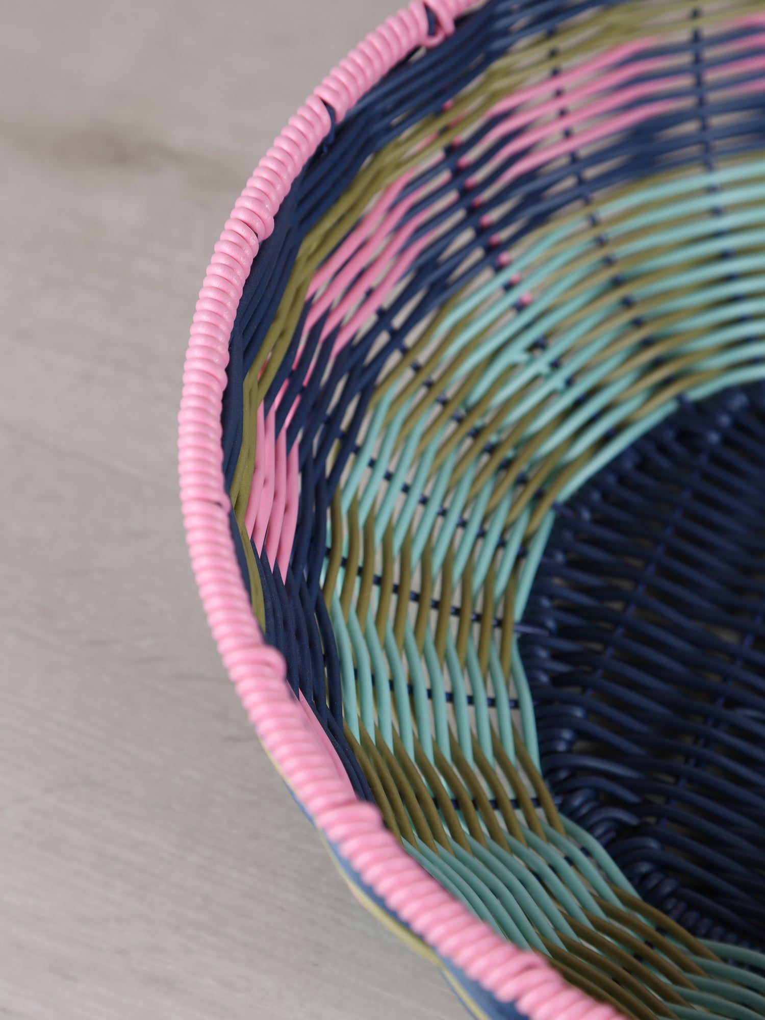 Woven Serving Bowl - Pink, Navy