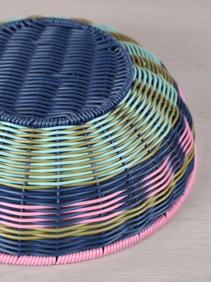 Woven Serving Bowl - Pink, Navy