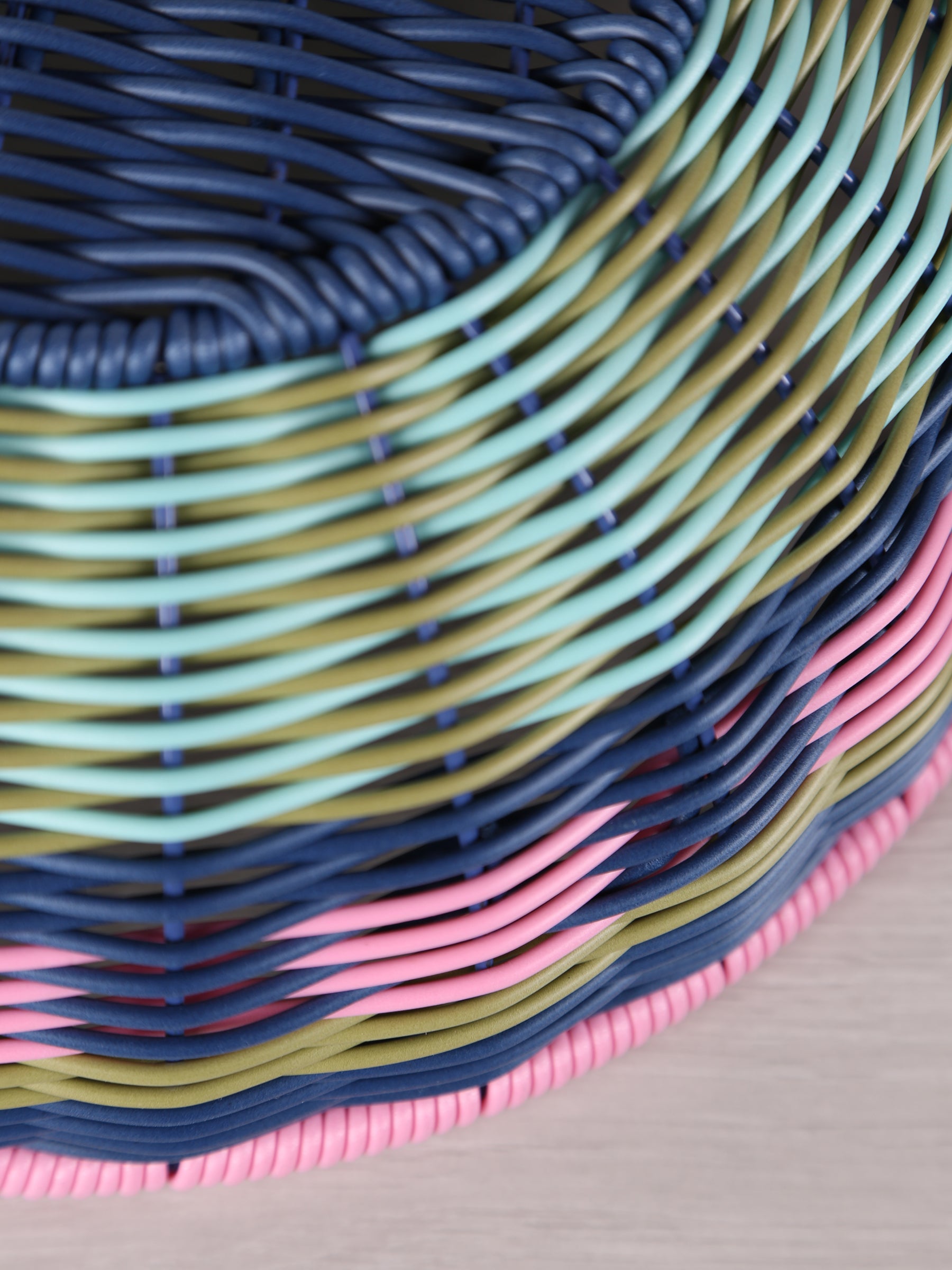 Woven Serving Bowl - Pink, Navy
