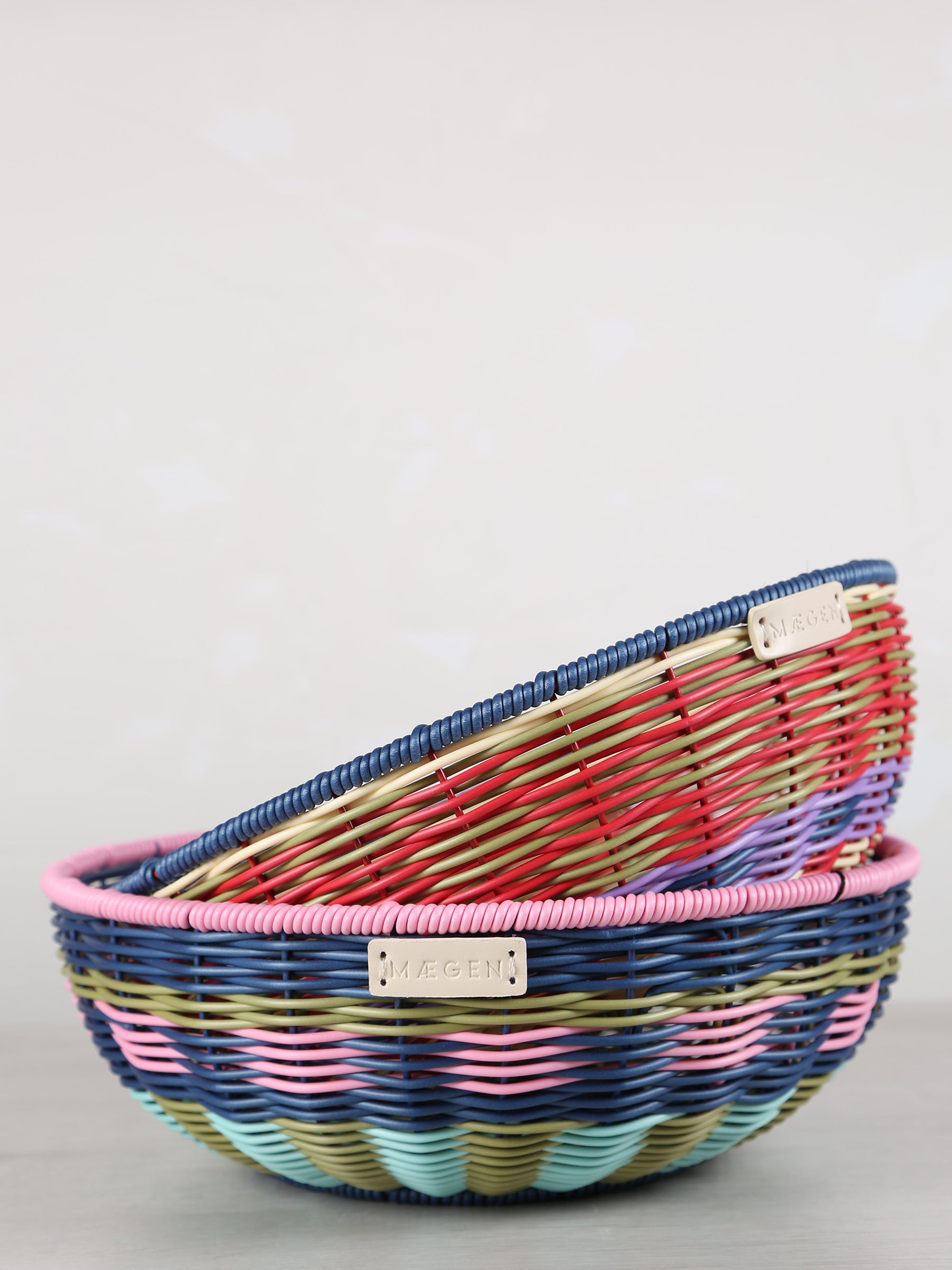 Woven Serving Bowl - Red, Olive