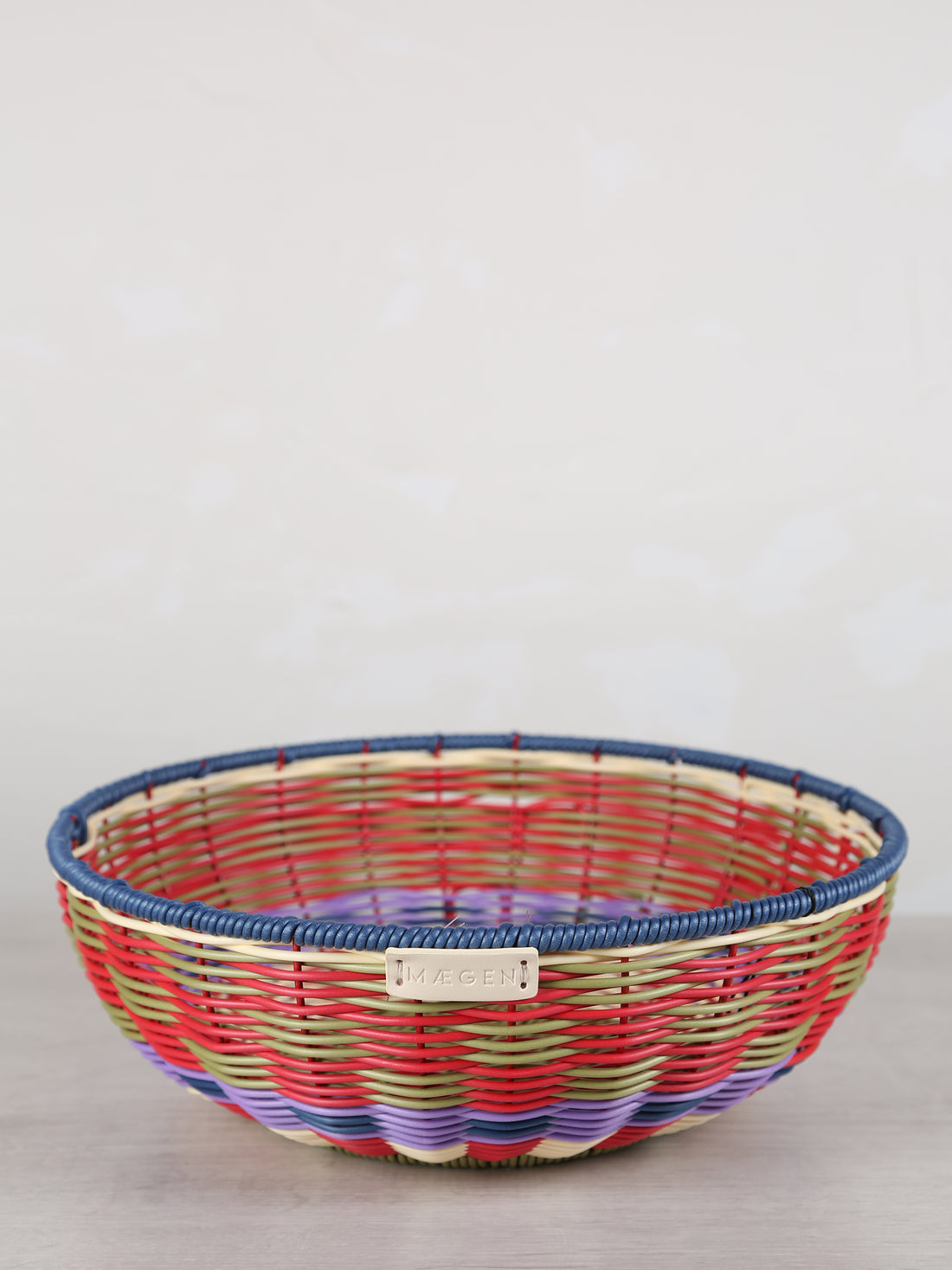 Woven Serving Bowl - Red, Olive
