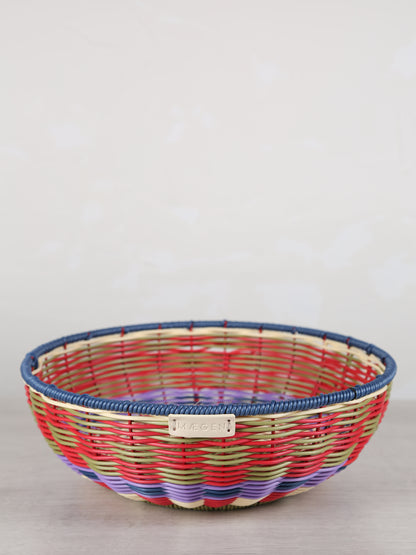 Woven Serving Bowl - Red, Olive