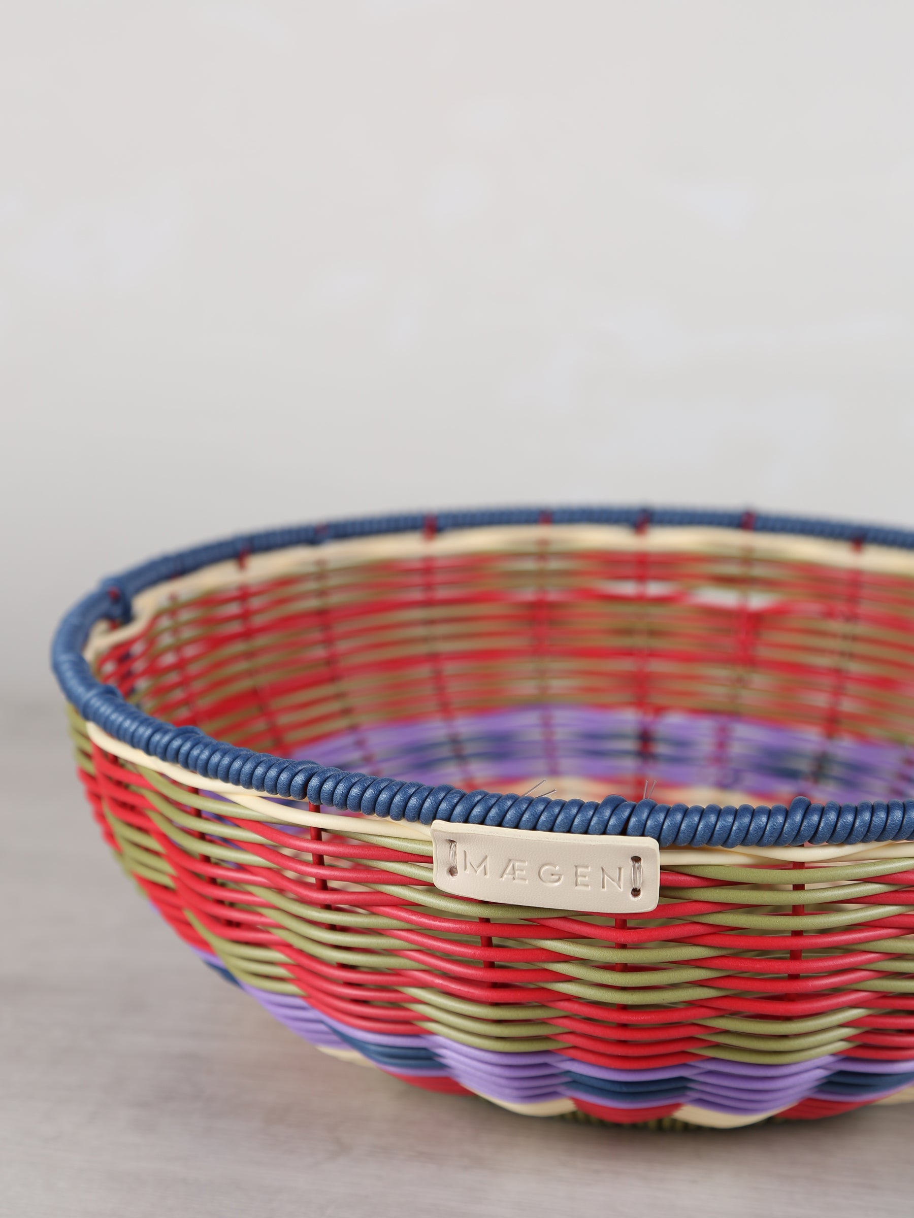 Woven Serving Bowl - Red, Olive