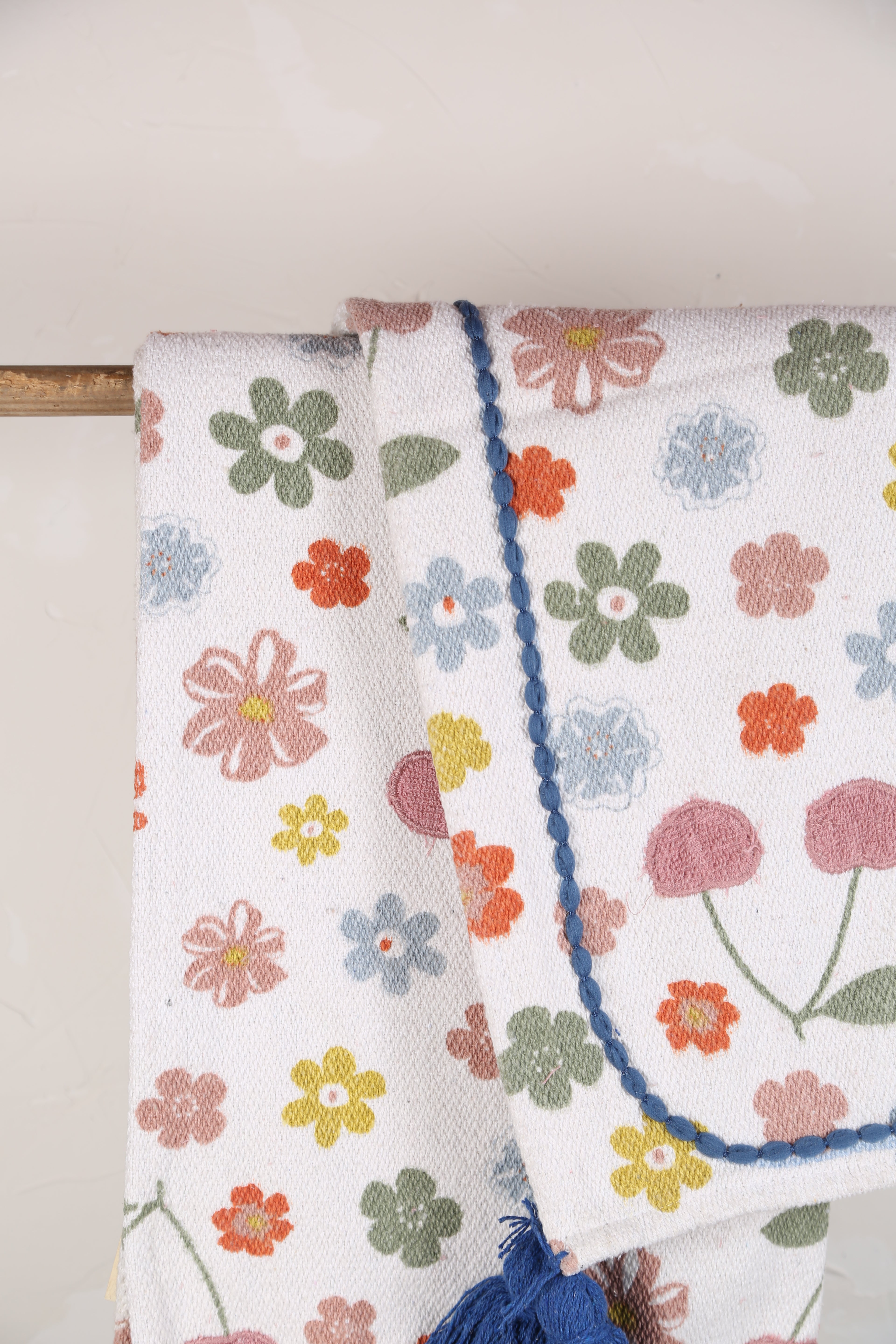 Cherry Throw - Floral Printed - Recycled Cotton - Pastel Tones