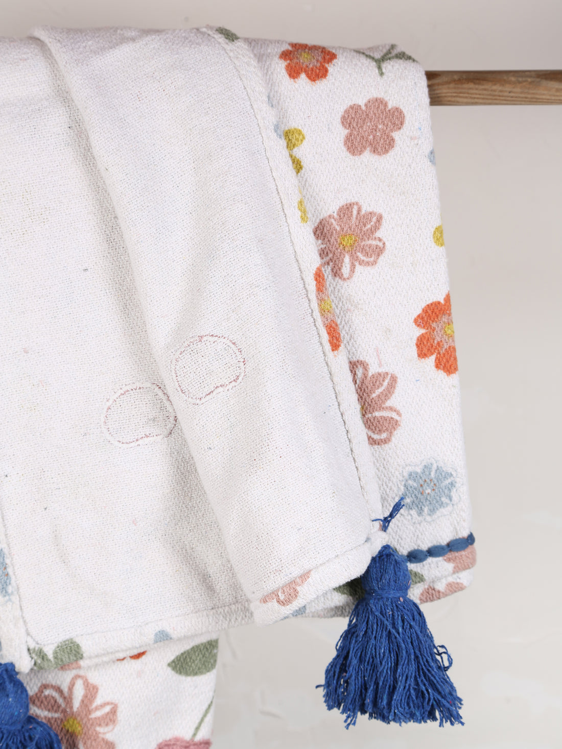 Cherry Throw - Floral Printed - Recycled Cotton - Pastel Tones
