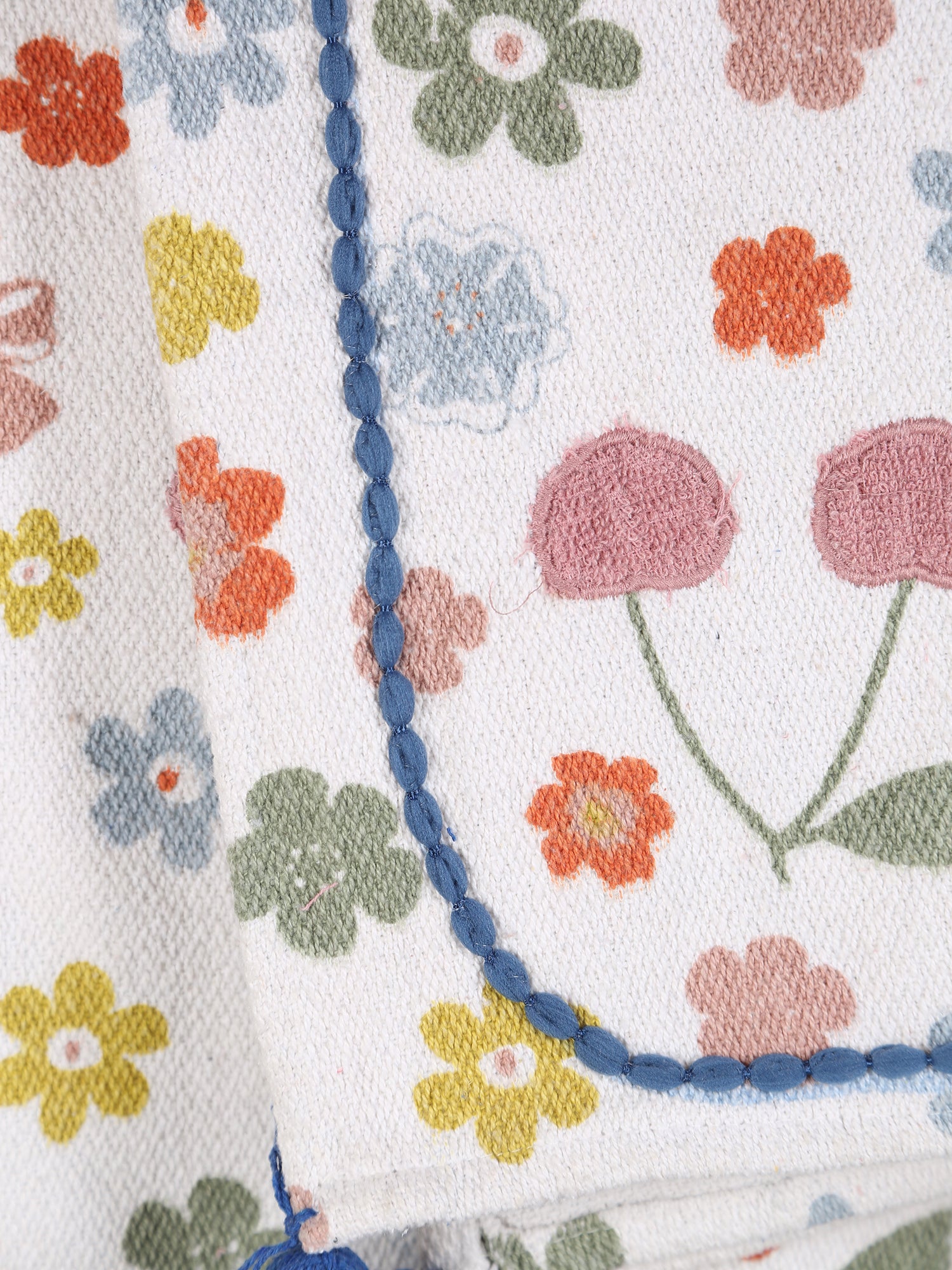 Cherry Throw - Floral Printed - Recycled Cotton - Pastel Tones