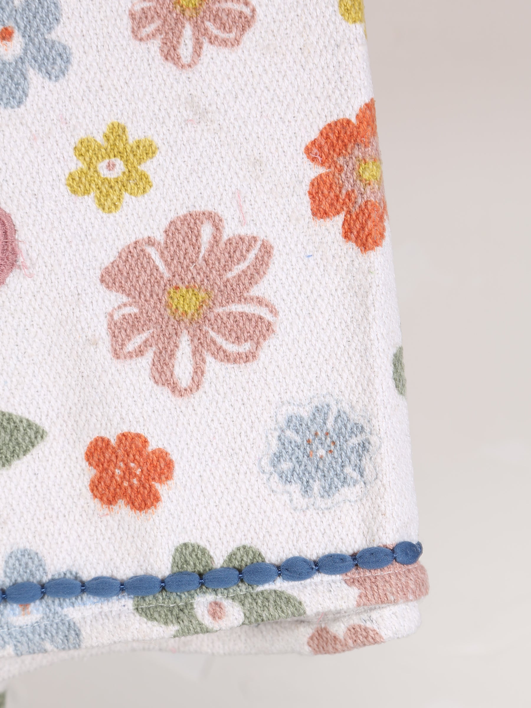Cherry Throw - Floral Printed - Recycled Cotton - Pastel Tones