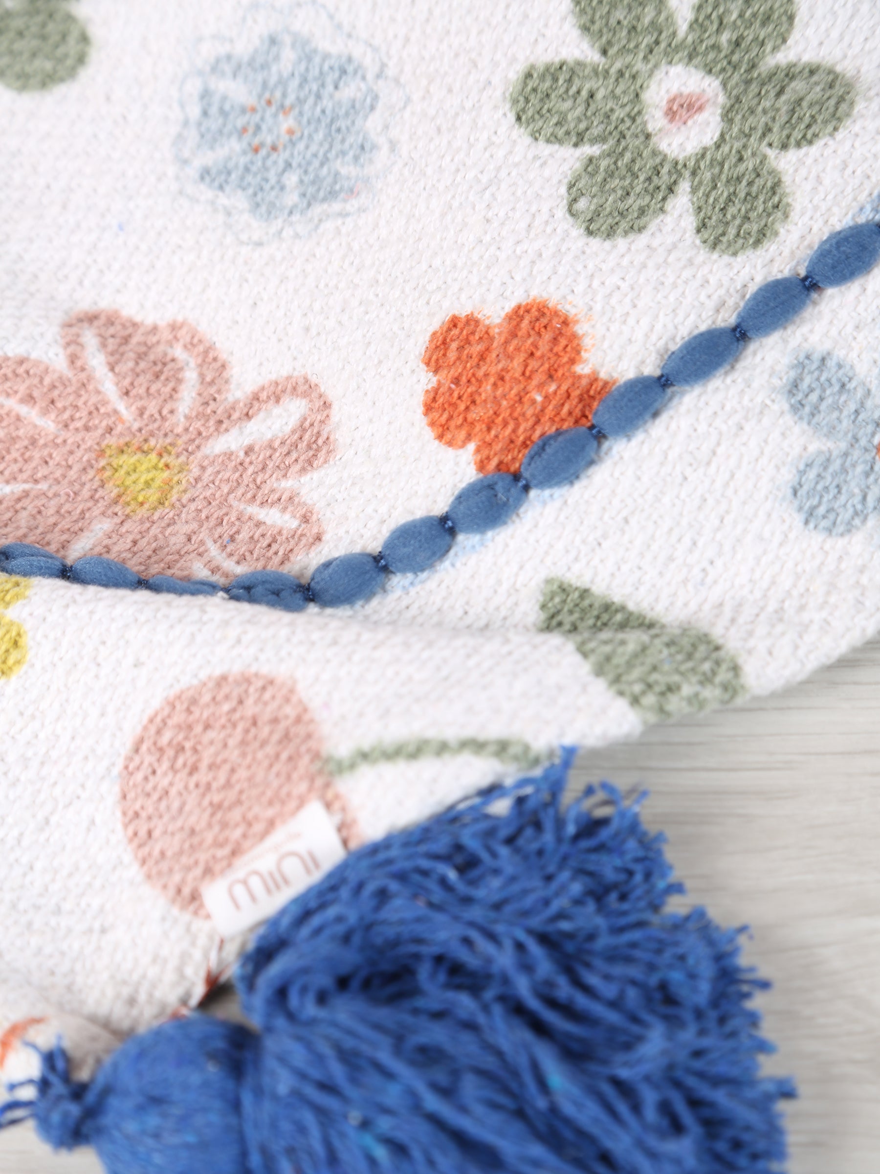 Cherry Throw - Floral Printed - Recycled Cotton - Pastel Tones