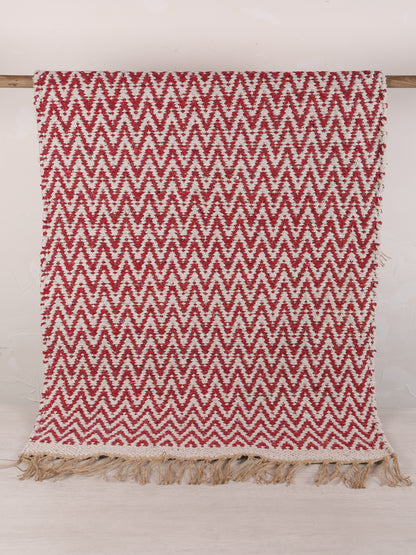 Small Indra Recycled Cotton, Jute Rug - Brick Red - Colour Options Available