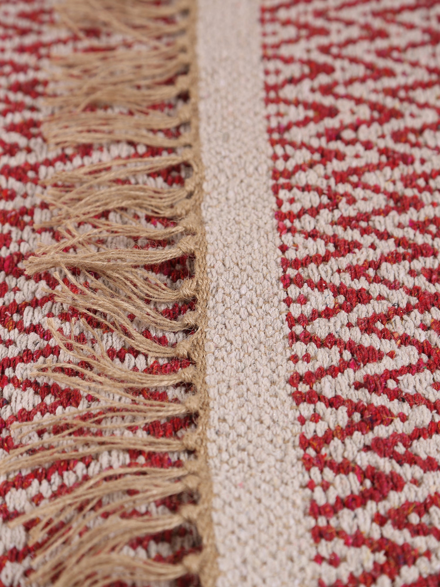 Small Indra Recycled Cotton, Jute Rug - Brick Red - Colour Options Available