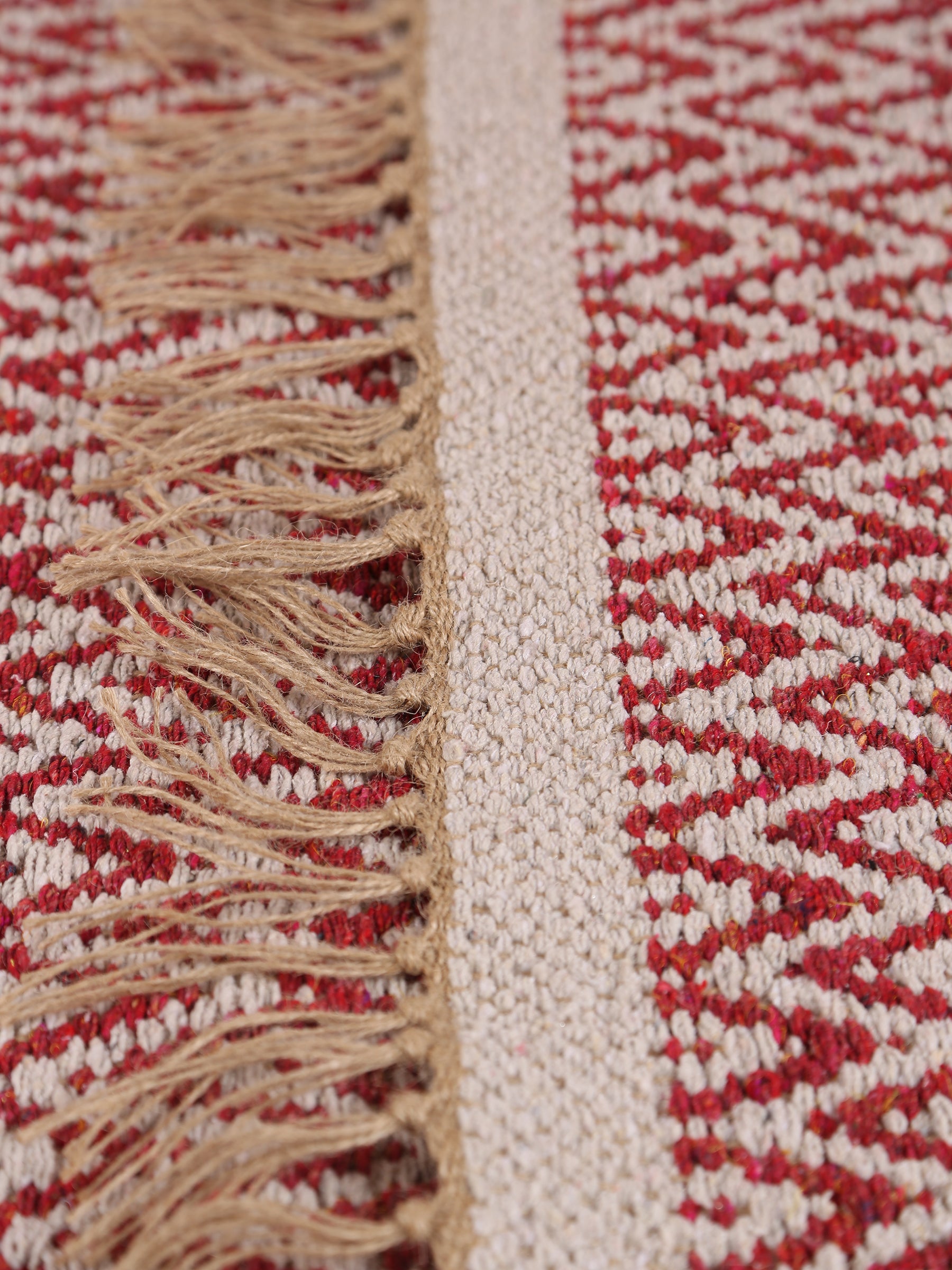 Small Indra Recycled Cotton, Jute Rug - Brick Red - Colour Options Available