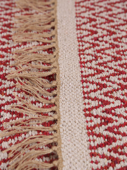 Small Indra Recycled Cotton, Jute Rug - Brick Red - Colour Options Available