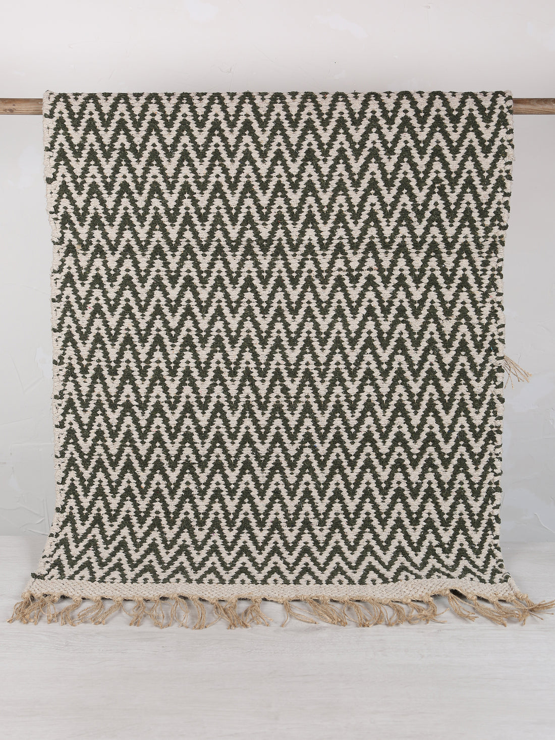 Small Indra Recycled Cotton, Jute Rug - Sage Green - Colour Options Available