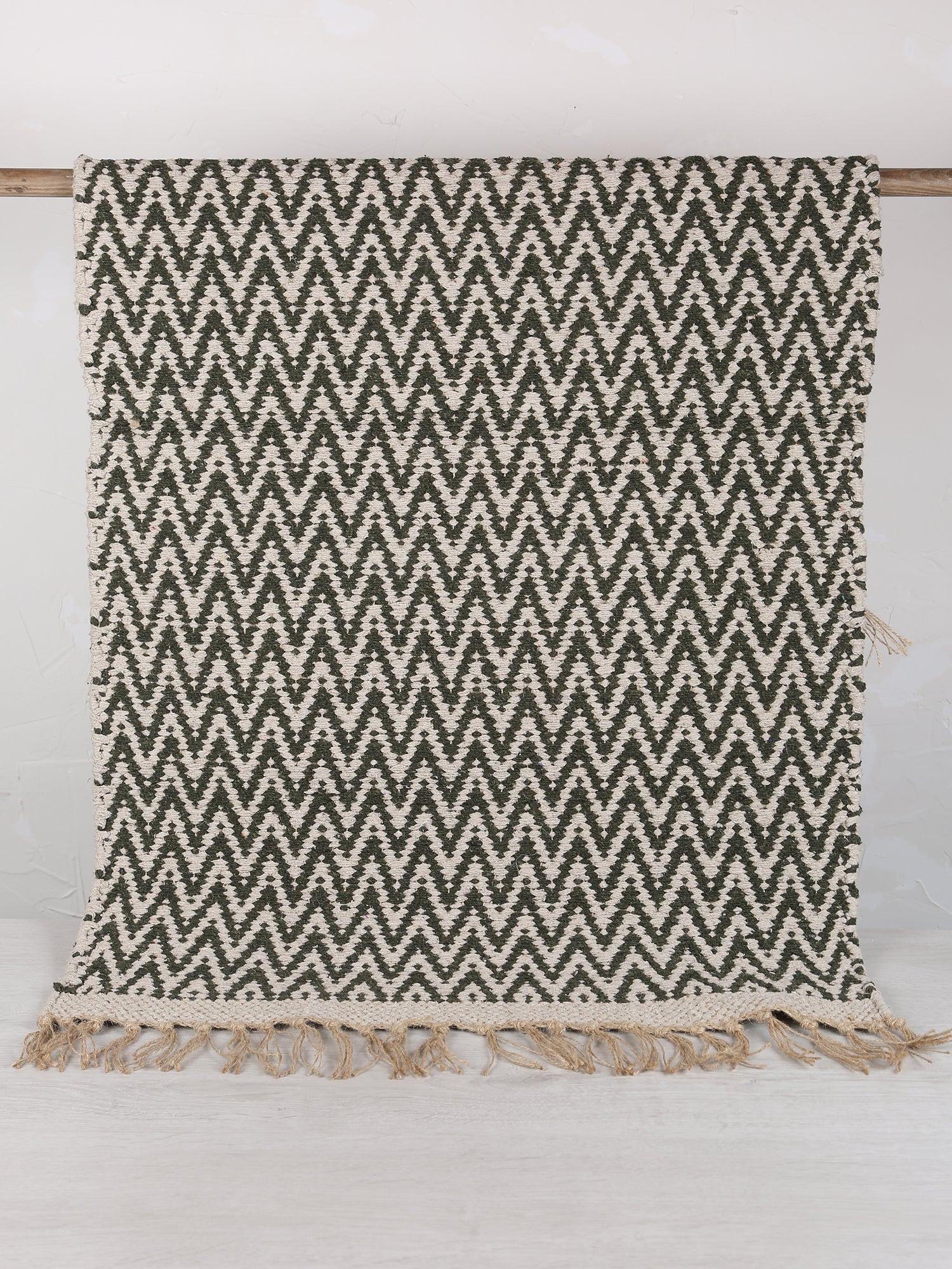 Small Indra Recycled Cotton, Jute Rug - Sage Green - Colour Options Available