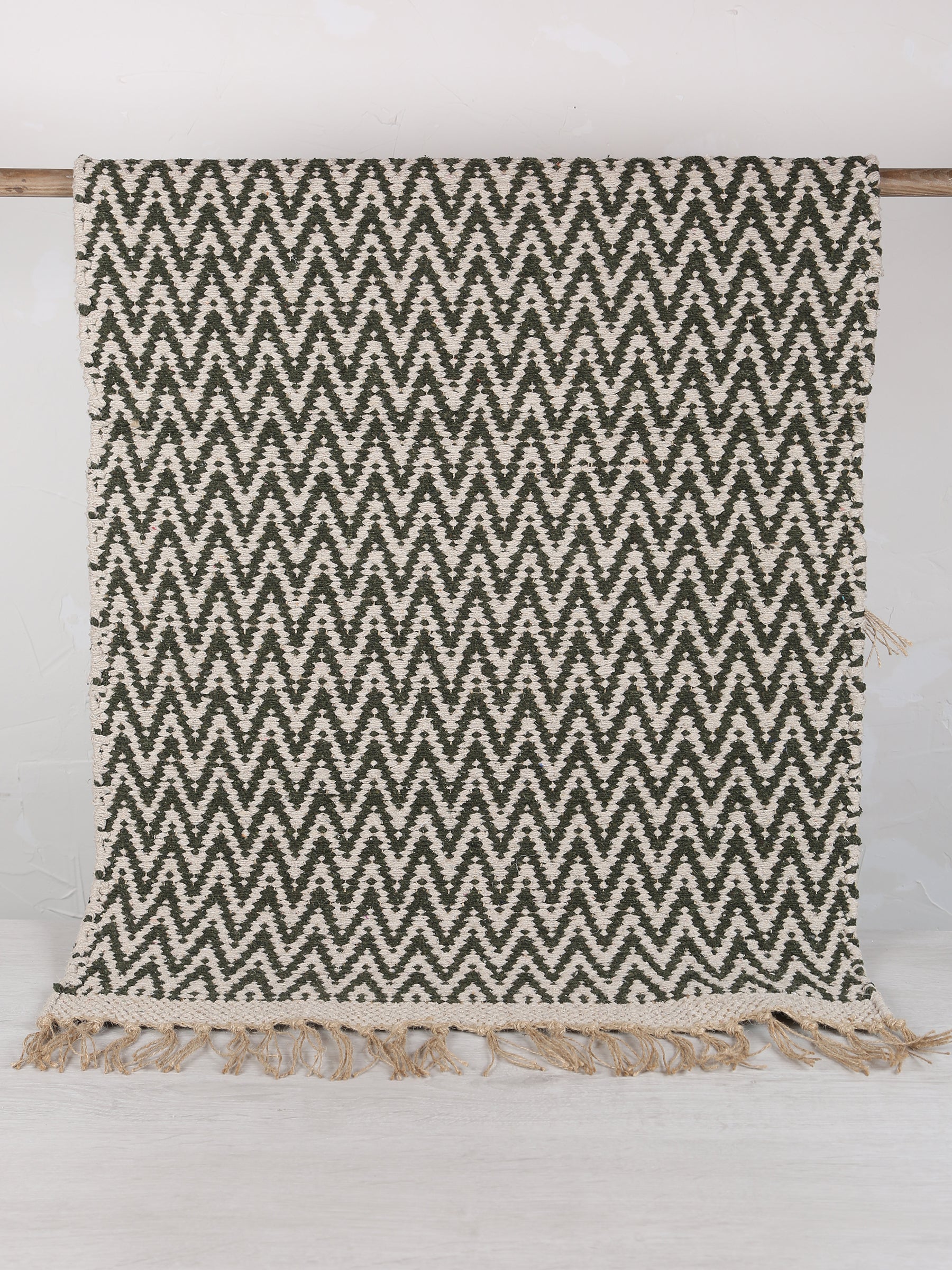 Small Indra Recycled Cotton, Jute Rug - Sage Green - Colour Options Available