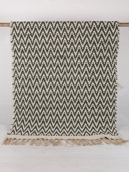 Small Indra Recycled Cotton, Jute Rug - Sage Green - Colour Options Available