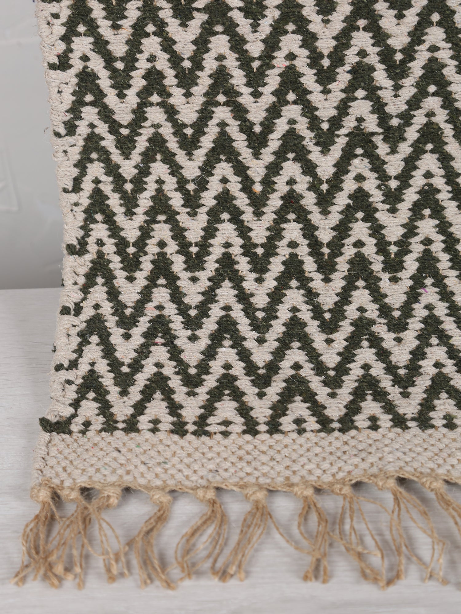 Small Indra Recycled Cotton, Jute Rug - Sage Green - Colour Options Available